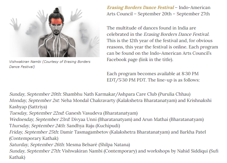 dance-enthusiast.com - Indo-American Arts Council Presents a Virtual Erasing Borders Dance Festival